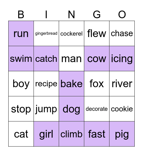 gingerbread man bingo Card