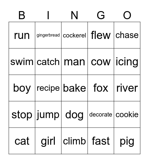 Gingerbread Man Bingo Card