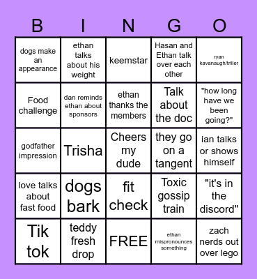 H3 PODCAST Bingo Card