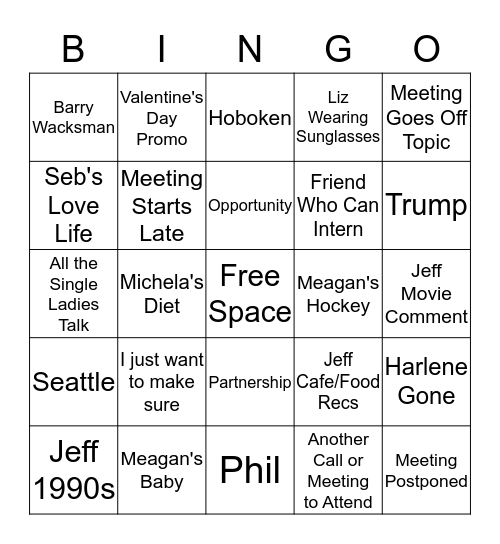 Sales Meeting Bingo Card
