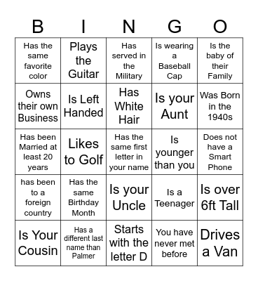 Kann Family Reunion: Find Someone Who... Bingo Card