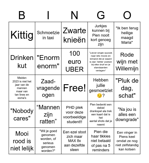 Laat Pien een Bingo zien Bingo Card