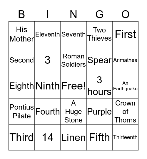 Stations of the Cross Bingo Card