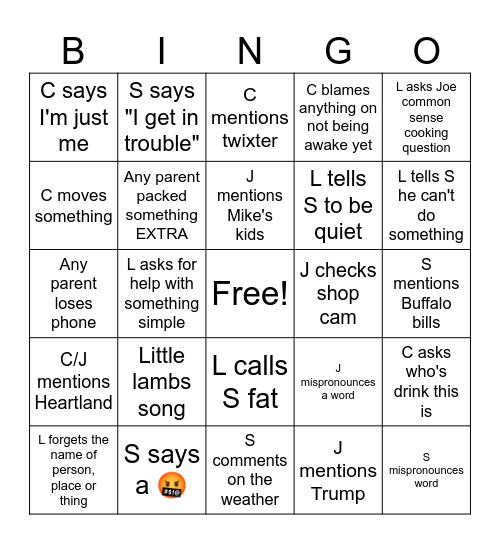 Family bingo Card