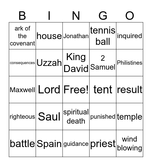 King David Bingo Card