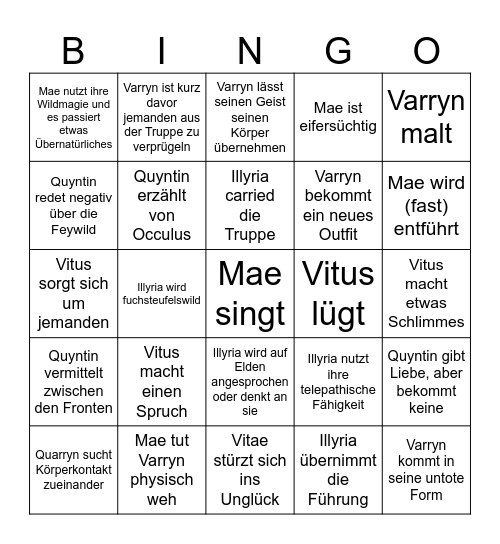 B.A.D. Folge 13 Bingo (Charaktere) Bingo Card