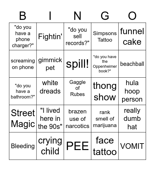 2023 Wicker Park Fest Bingo Card
