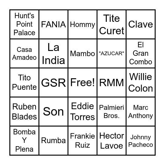 SALSA Bingo Card