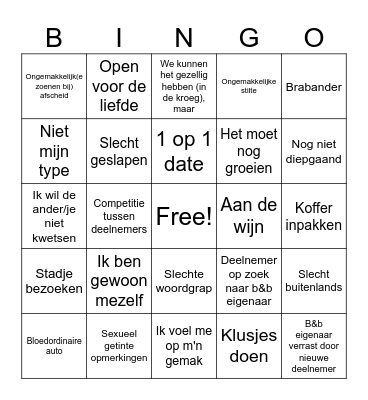 B&B vol liefde Bingo Card