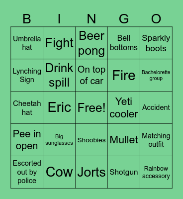 Tailgating Bingo Card