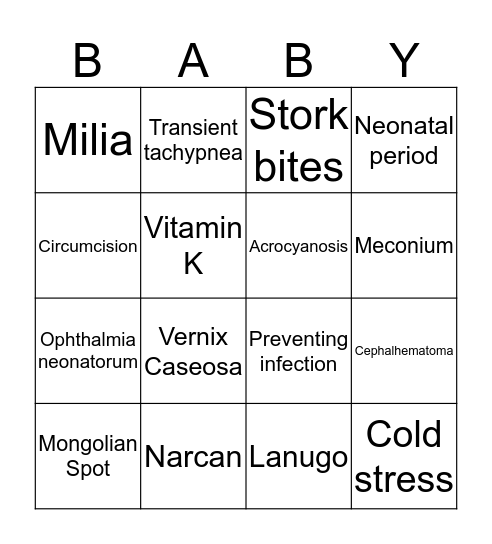 Day In The Newborn Unit Bingo Card