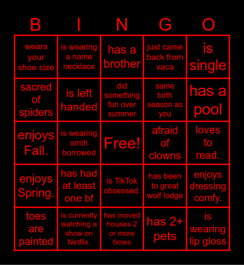 Find a guest who… Bingo Card