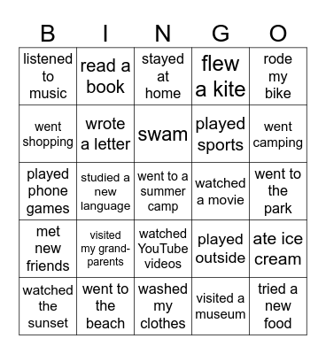 What did you do this Bingo Card