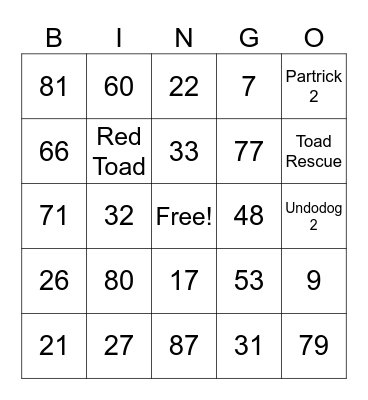 SMM2 Story Mode Bingo Card
