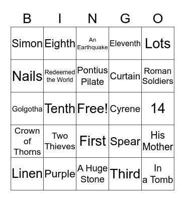 Stations of the Cross Bingo Card