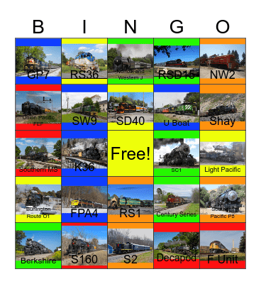 Connecting America By Rail Bingo Card