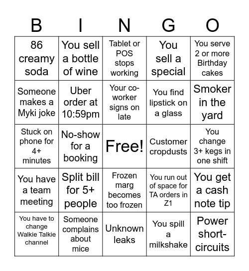 EASEY'S BINGO Card