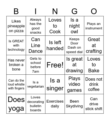 Criswell Crew Bingo Card