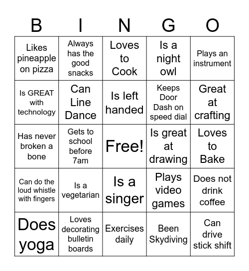 Criswell Crew Bingo Card