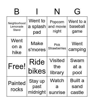 SC4 - Summer Edition Bingo Card