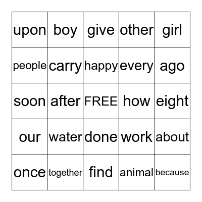 Grade 1 January Bingo Card