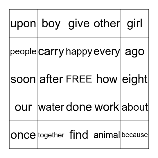Grade 1 January Bingo Card