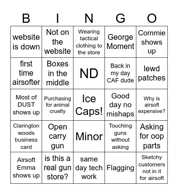 Airsoft Depot Bingo Card