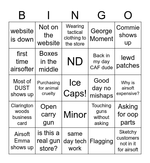 Airsoft Depot Bingo Card