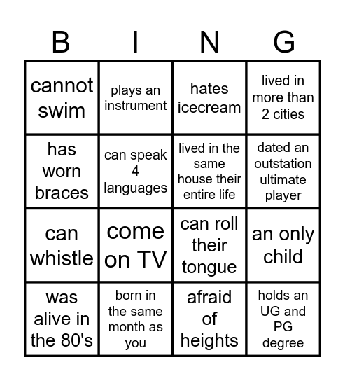 Stall7 Assemble Bingo Card