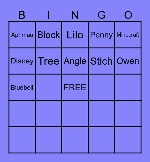 STICH AND Bingo Card