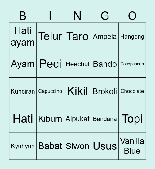 Punya Kyungsoo Bingo Card