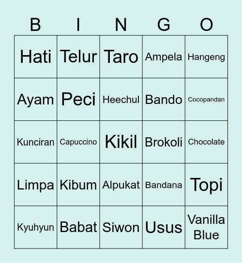 Punya Kyungsoo Bingo Card