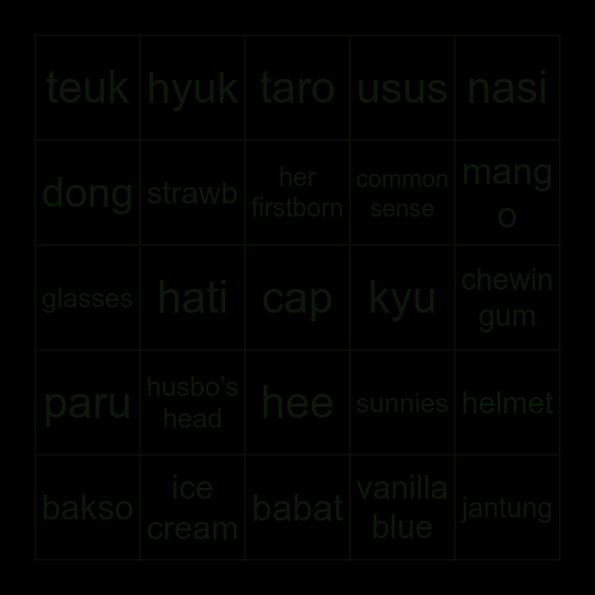 seulo Bingo Card
