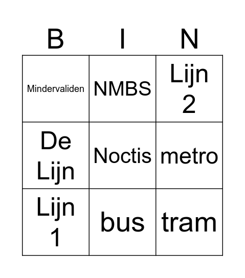 Bingo 1 Bingo Card