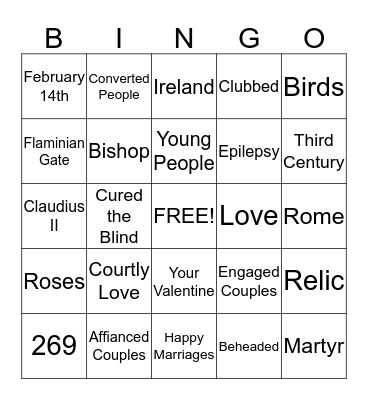 St. Valentine  Bingo Card
