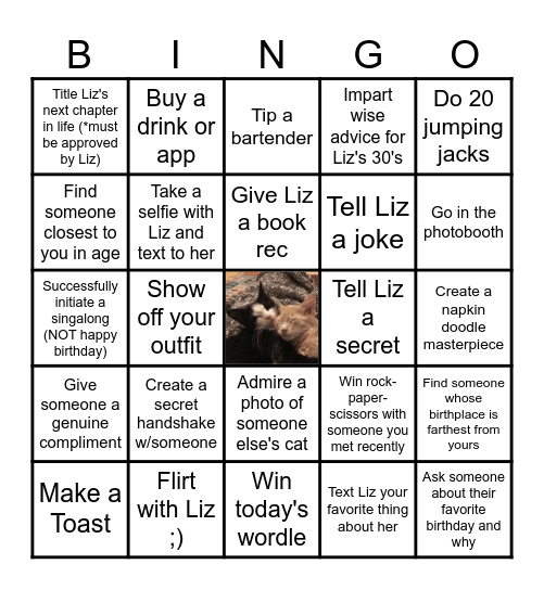 Liz's Thirty Flirty & Thriving Bday Bingo! Bingo Card