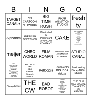 ELEMENTAL Closing Logos Bingo Card