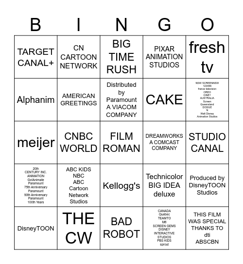 ELEMENTAL Closing Logos Bingo Card