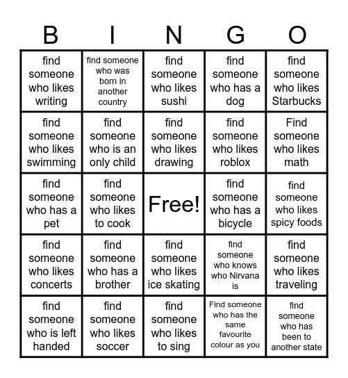 Get to Know You BINGO! Bingo Card