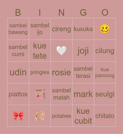 🍒❣️ Bingo Card