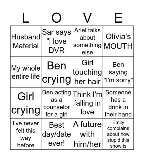 Worst show ever Bingo Card