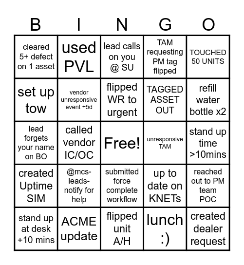 MCS Bingo Card