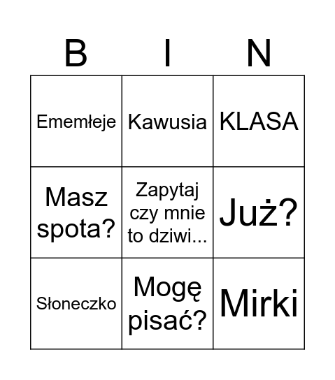 Karola Bingo Card