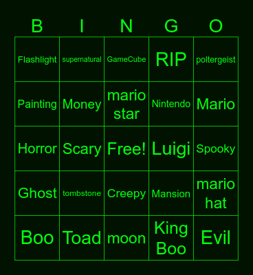 Luigi's Mansion Bingo Card