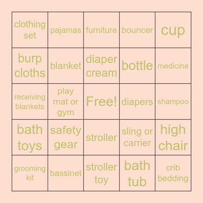 Baby Bingo Card