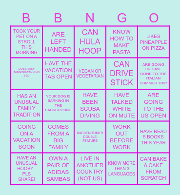 FR 4.0 JULY 31ST Bingo Card