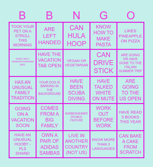 FR 4.0 JULY 31ST Bingo Card