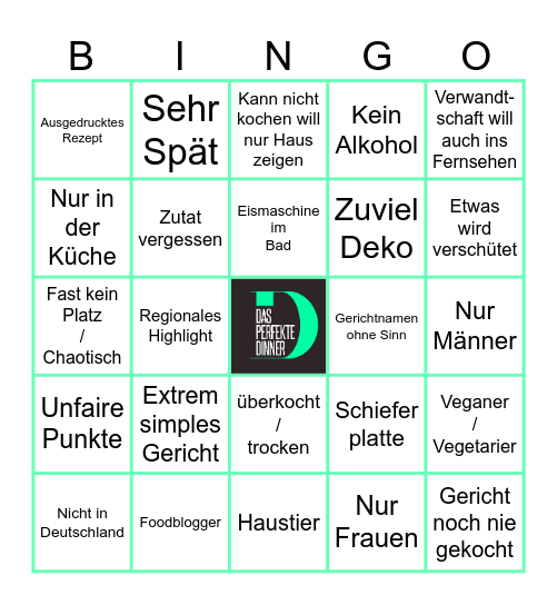 Das Perfekte Dinner Bingo Card