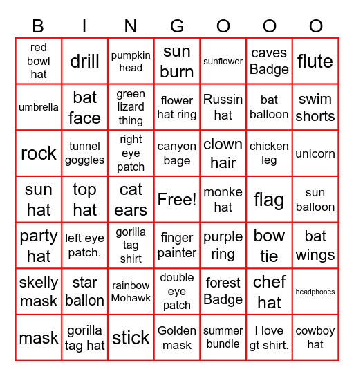 GTAG Bingo Card