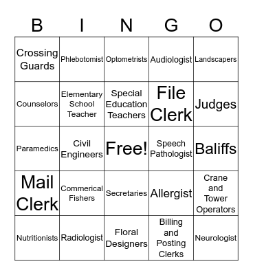 Career Bingo  Bingo Card